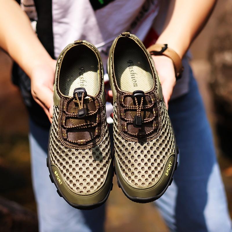 Wading Shoes Men's Fashion Outdoor Creek Walking Shoes Fly-woven Breathable Quick-drying Casual Shoes Men's Mesh Hollow Men's Shoes
