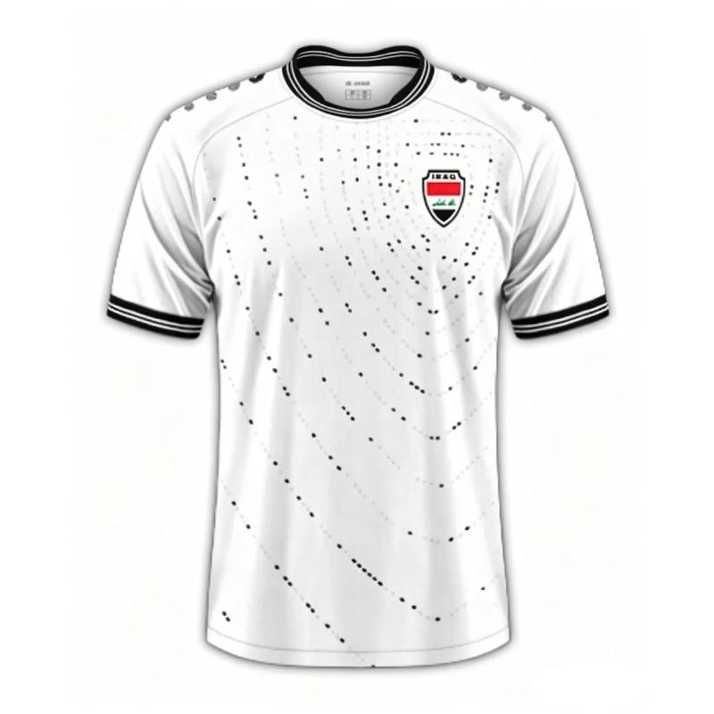 MDHAO xin nan zhuang  3D txu 2026 Irak Stijl Voetbalshirt, Lichtgewicht Sneldrogend Ademend Sport T-shirt, Groen Wit Voetbal Fan Shirt Streetwear Top L
