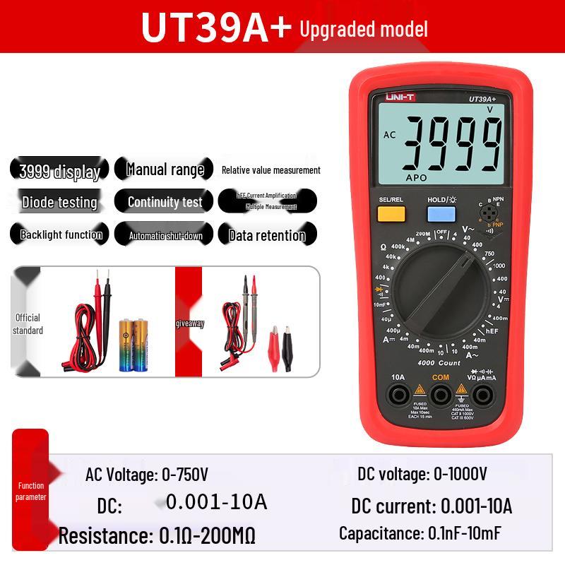 UNI-T UT33B+ Hochpräzises Smart Digitalmultimeter - Mini Anti-Burn Spannungsprüfer für Elektriker