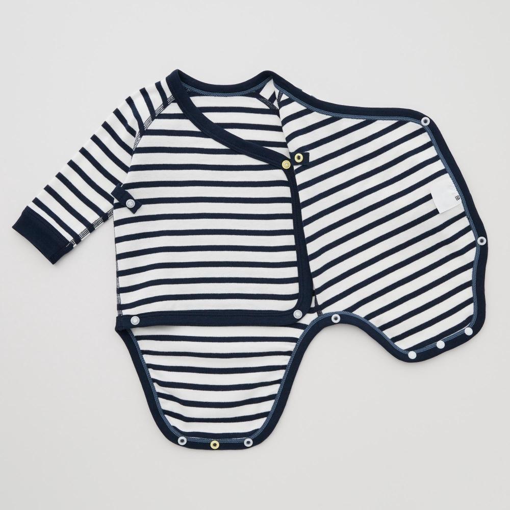 Uniqlo Japan Bodysuit  Bordered  Long Sleeves  Open Front 