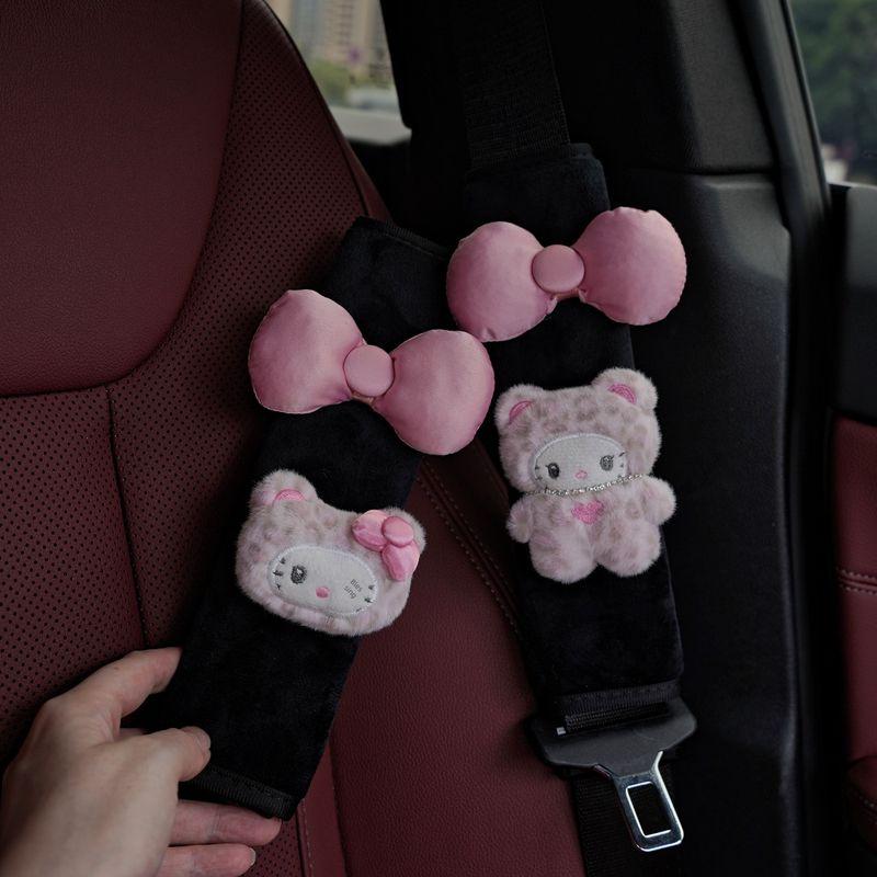 Original Cute Cat Bow Cartoon Car Seatbelt Shoulder Protector, Universal for All Seasons, Anti-Neck Strangulation Safety Belt Protection