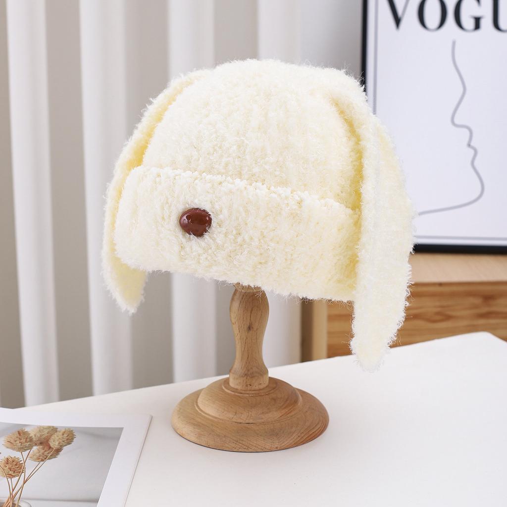Autumn And Winter Plush Thermal Hat Children'S Ear Protector Knitted Plush Casual Fashion Cute Student Cold Cotton Hat