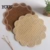 Stain Resistant Mat Woven Placemat, Heat Insulation Non-Slip Table Mat, Retro Style Petal Heat-resistant Placemat Shape Dining for Home