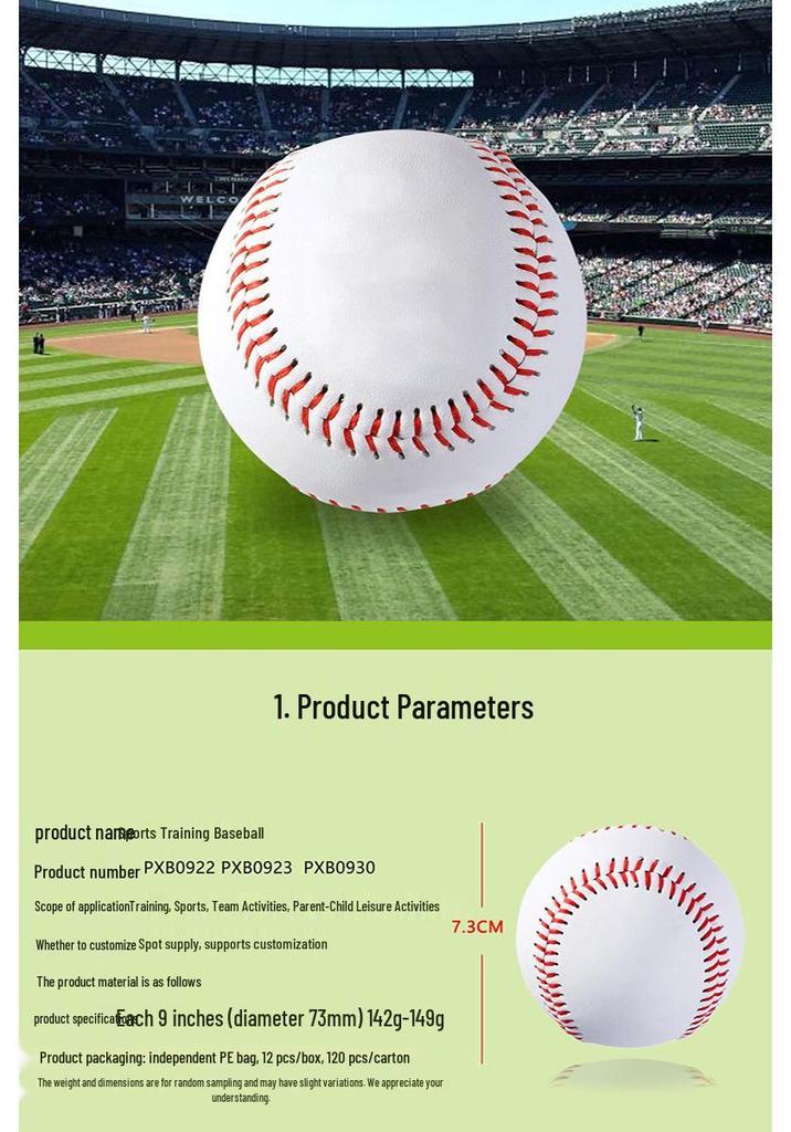 9-inch PVC+Cork Core Baseball, Soft Training Ball for Elementary & Middle School Practice Games