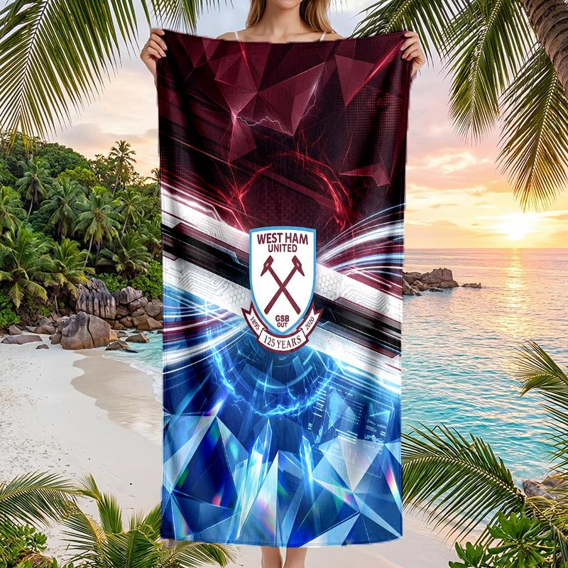 West Ham United Fußball Strandtuch Weiches Mikrofaser Sommerhandtuch Schnelltrocknend Saugfähiges Handtuch für Strand Schwimmbad Reisen