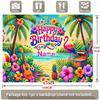 2D Personalisierbarer Name Tropischer Flamingo Geburtstag Hintergrund Strand Palmenbaum Hintergrund Banner für Kinderparty