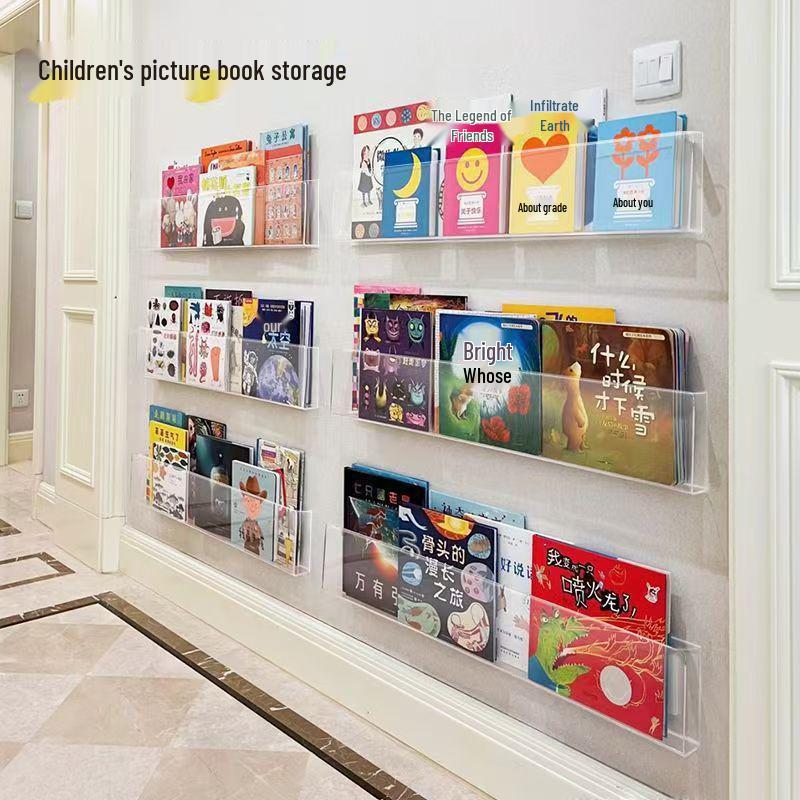 Creative Wall-Mounted Bookshelf: No-Drill Children's Book Display & Storage Rack