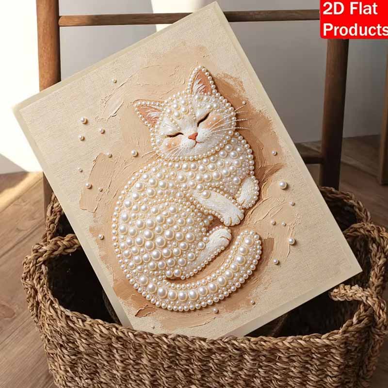 Pearl cat painting kit DIY handmade home decoration painting