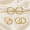 Gold Zirconia Stainless Steel Hoop Earrings - Versatile Round Micro Paved Studs with Stones.