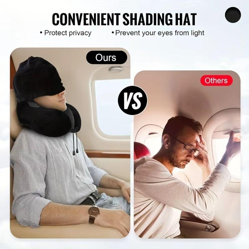 Removable Travel Neck Pillow Washable Cover Car Neck Cushion Hooded Pillow Car Trips