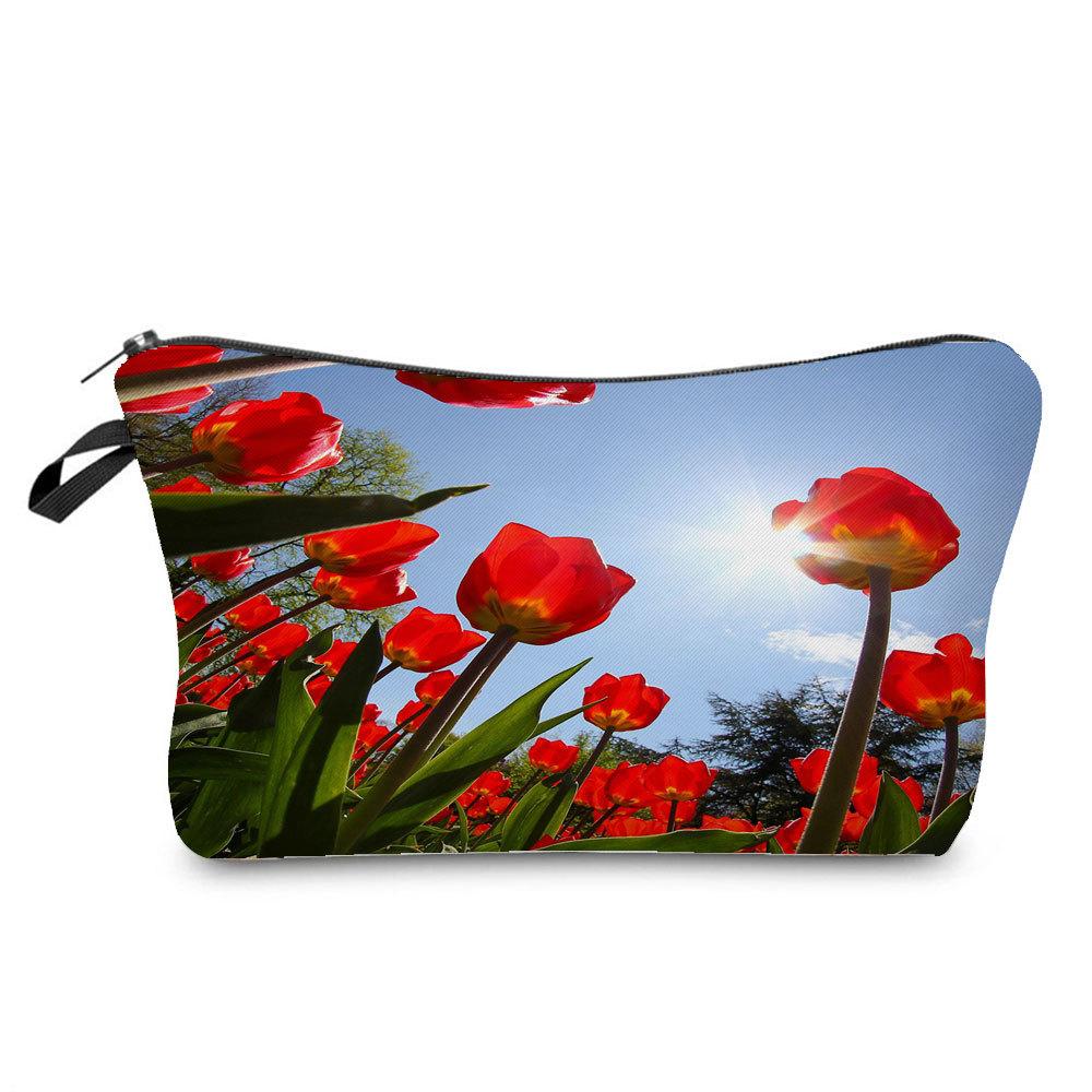 Damen Blumenmuster Kosmetiktasche Toilettenartikel Organizer Reiseaufbewahrungskoffer 6757