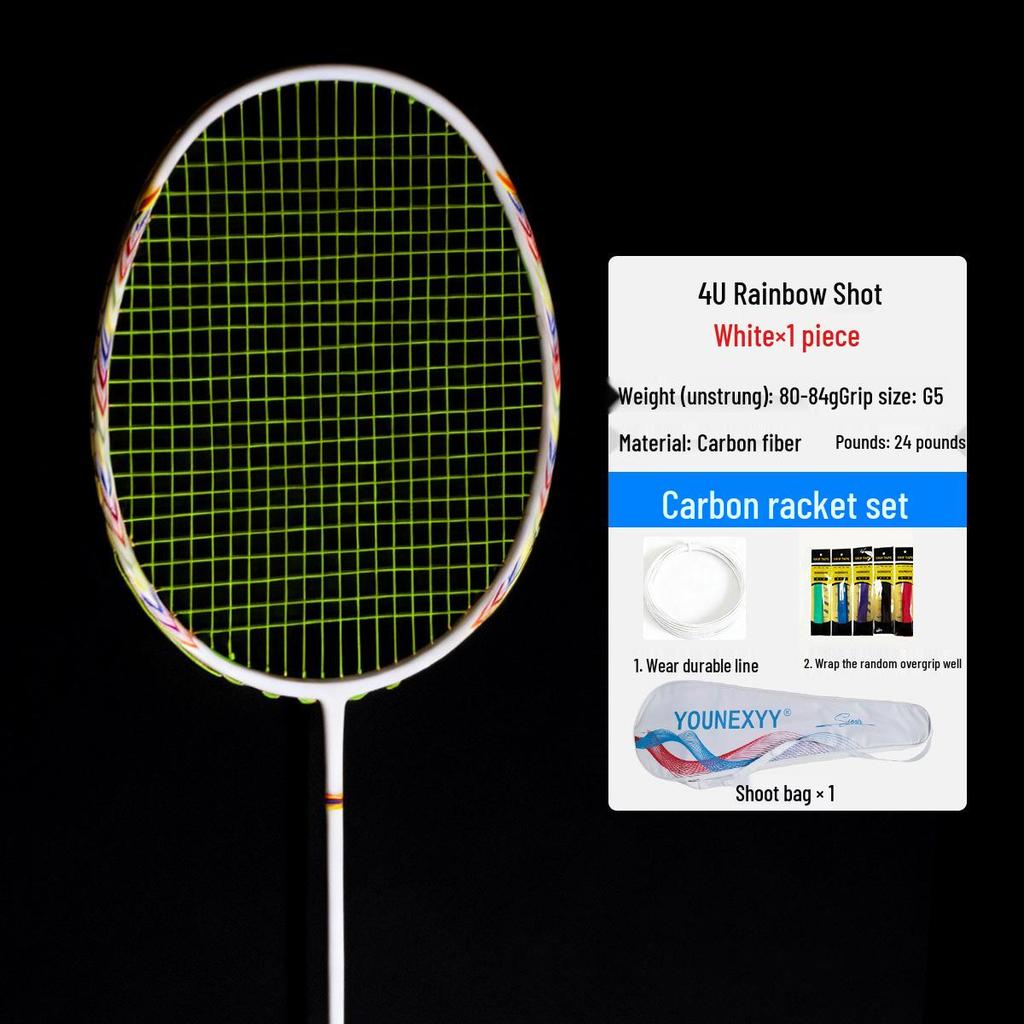 Full Carbon Fiber Badminton Racket Set for Men and Women - Durable, Lightweight, Offensive & Defensive, Professional Adult Singles & Doubles Play