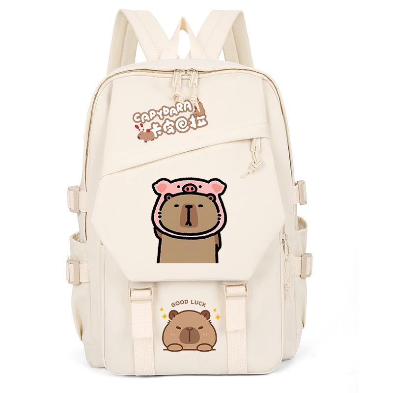 New Kapibara cute emoji print college light style primary and secondary school students spine bag