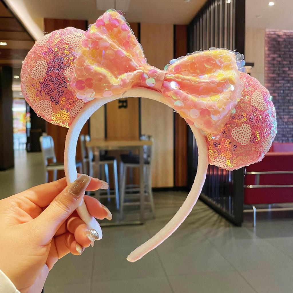 Sparkling Amusement Park Headband Cute High Skull Top Anti Slip Face Wash Bow Headband Headband Hair Accessories for Women