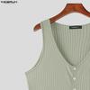INCERUN Summer Men V Neck Sleeveless Ribbed Casual Loose Tank Tops