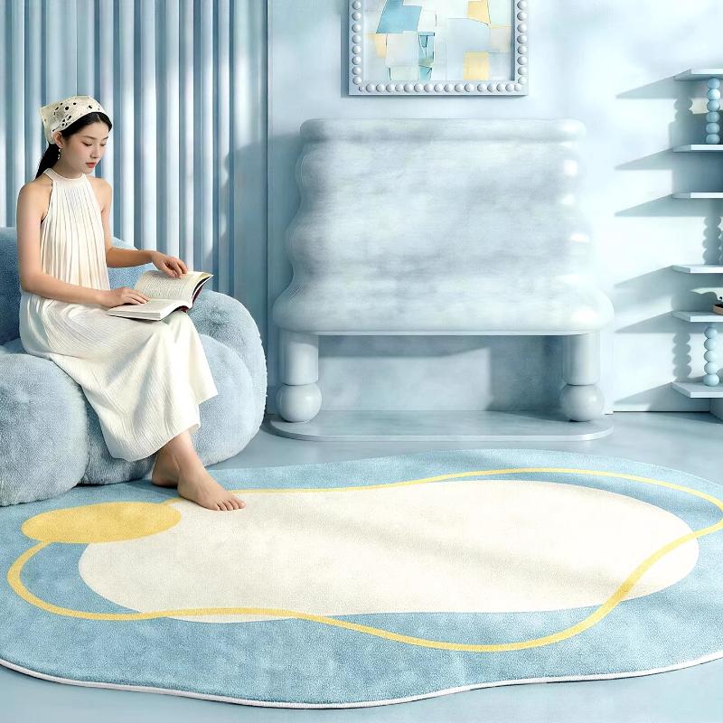 Dopamine Color Carpets for Living Room Fluffy Soft Bedroom Decor Carpet Irregular Shape Bedside Rug Home Thicken Plush Floor Mat