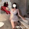 Underwear lace hollow deep V hip skirt sexy perspective mesh floral suspender nightdress