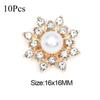 10 Stück Schneeflocken-Cabochon-Metallbasis, Strass, glitzernde Strass-Knöpfe für Kleidung, Schuhe, Taschen, Zubehör, DIY-Handwerk, 16 x 16 mm
