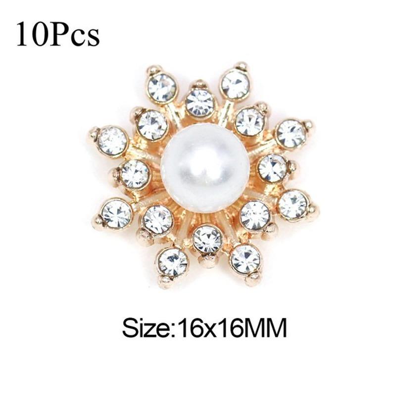 

10 шт., снежинка, кабошон, металлическая основа, стразы, блестящие пуговицы со стразами для одежды, обуви, сумок, аксессуары, поделки своими руками 16*16 мм Crystal золотой