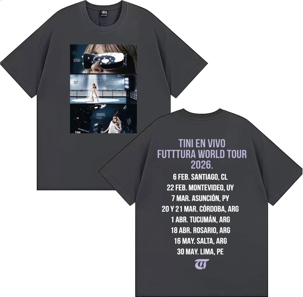 Tini Stoessel Futtura World Tour 2026 Graphic T Shirts Men Women Fashion Hip Hop Aesthetic T-shirts Summer O-Neck Cotton T Shirt