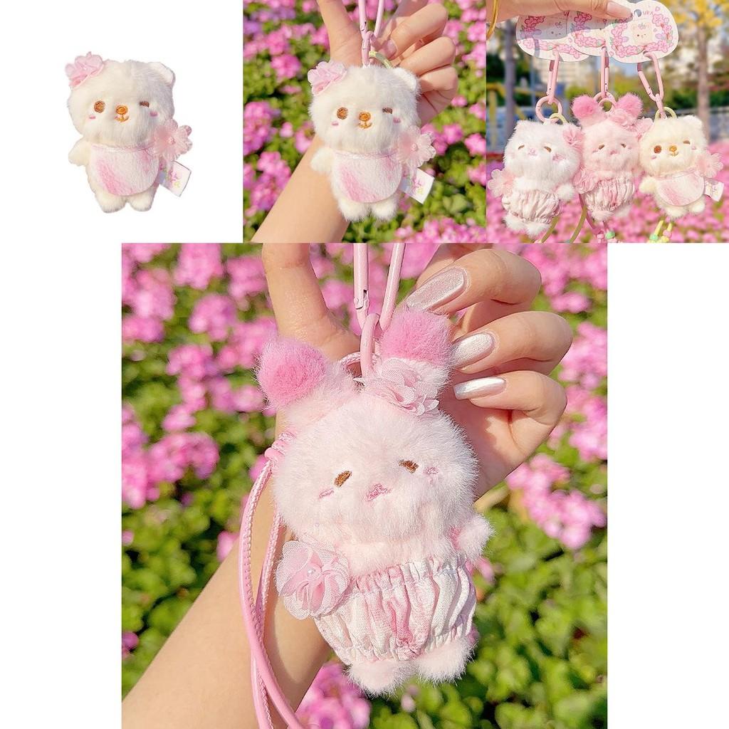 Cherry Blossom Bear Rabbit Cat Plush Keyring For Teen Girls And Collectors
