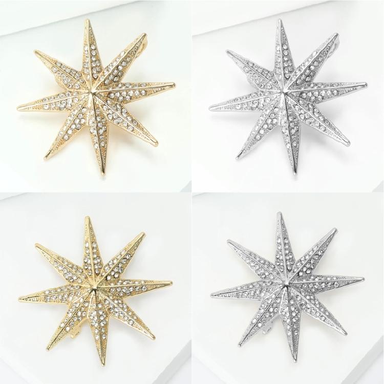 Spilla Decorativa Stella a 8 Punte Accessorio Distintivo in Lega Per Brillare in Insieme Durante gli Spostamenti Feste