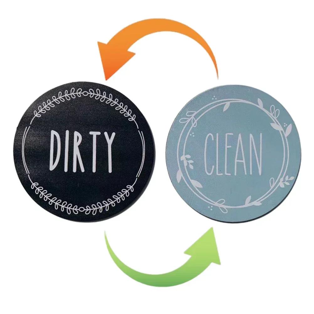 

Round Magnetic Fridge Sticker Dishwasher Double Sided Magnet Indicator Magnet Sticker Clean Dirty Sign Home Accessories