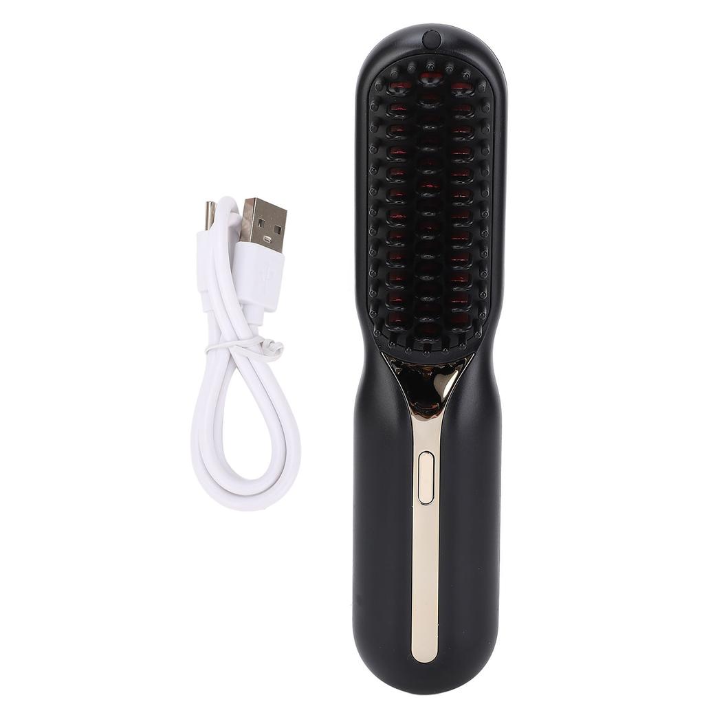 Hair Straightener Brush Negative Ion Curling Straightening Ion Dual Use Electric Hair Styling Comb for Home Black