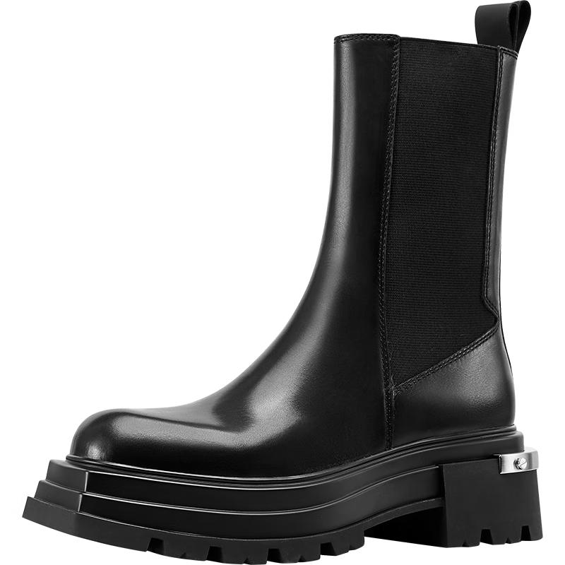 CHERY KALLY Women s Mid-Calf Leather Chelsea Boots EU 37