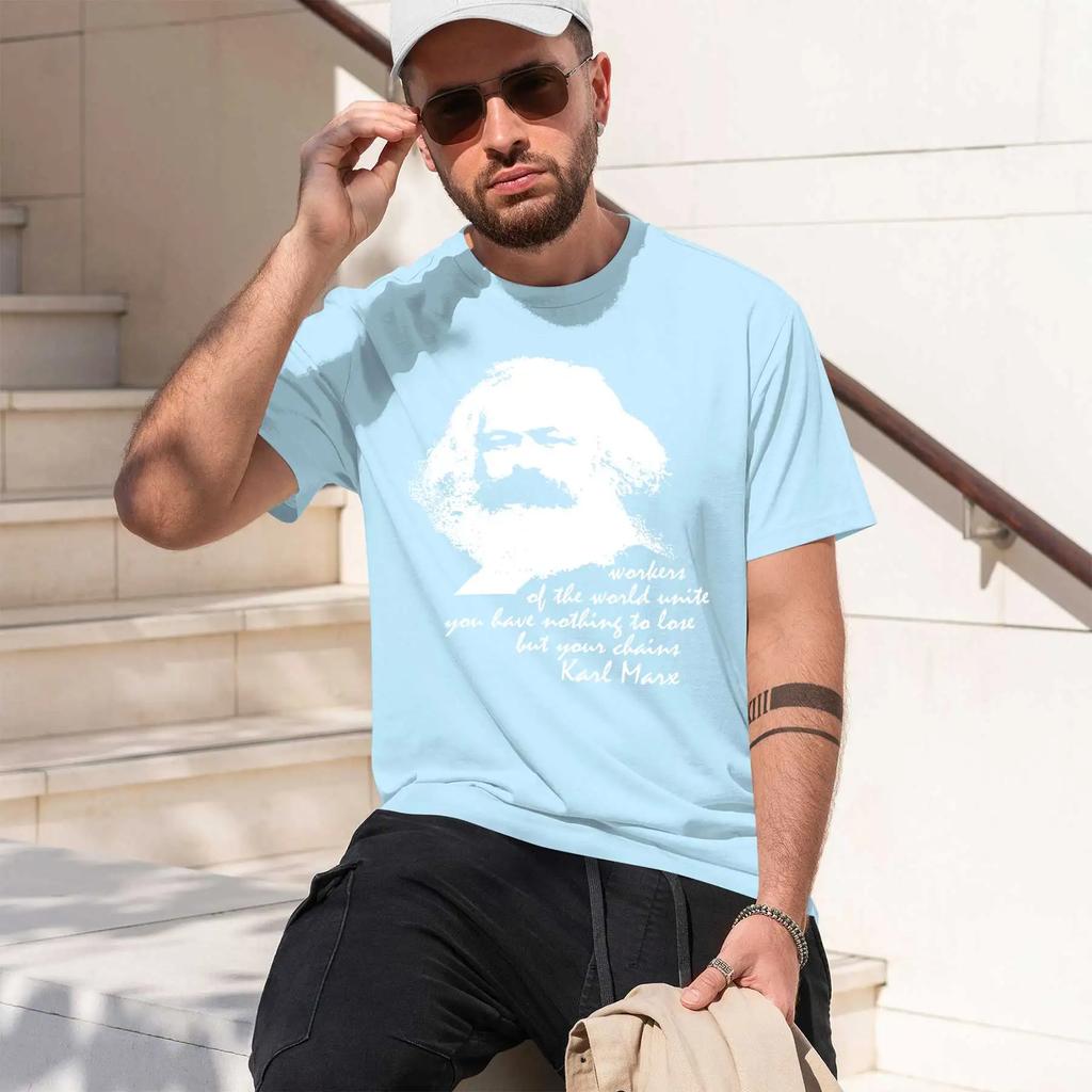 Karl Marx 2026 New Fashion Heavyweight Hot Selling Retro Printed Pattern Fun Round Neck Tshirt For Daily Comfort