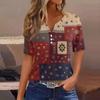 T-shirt da Donna Maglietta Stampata Bottoni Manica Corta Tunica Moda Quotidiana Weekend Base Scollo a V Top Regolare