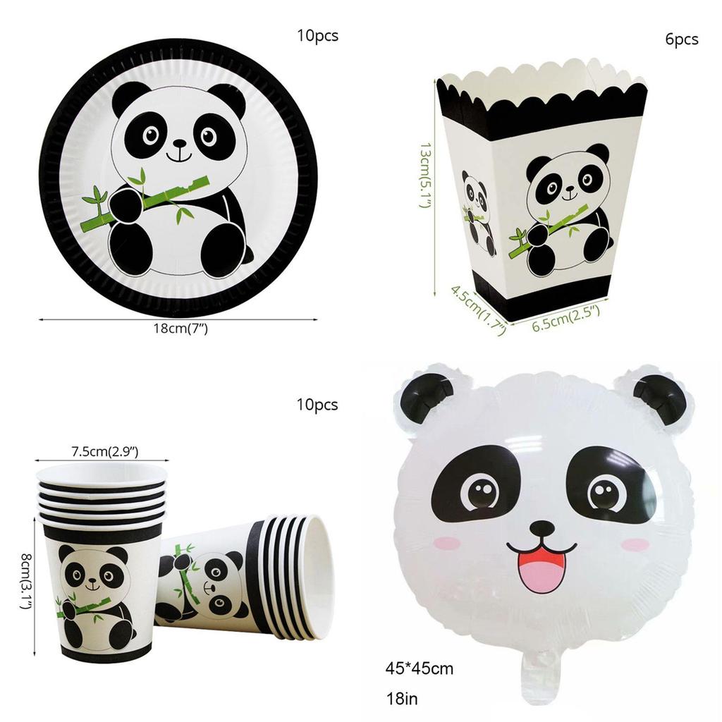 Entzückende Panda Tier Partyzubehör Geschirr Deko für Kinder Geburtstagsfeiern