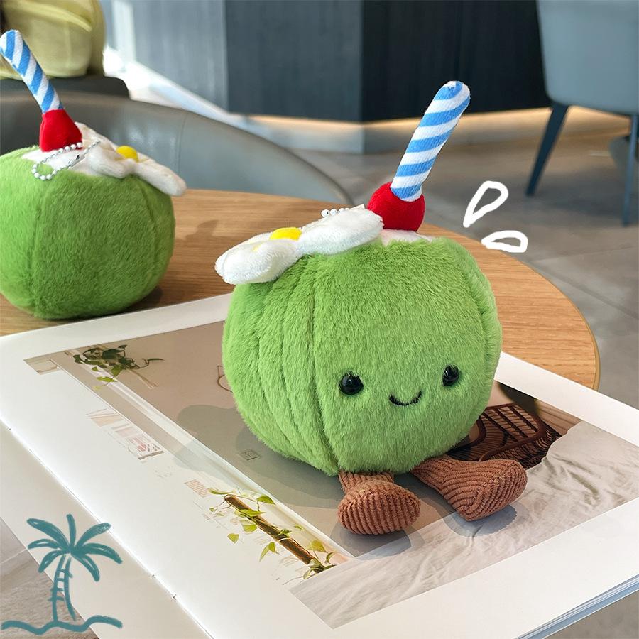 

Latest 16Cm Cute Animation Coconut Plush Plaything Plush Stuffed Doll With Straw Flower Tiny Legs Bag Pendant Keychain Ideal Gift For Girls