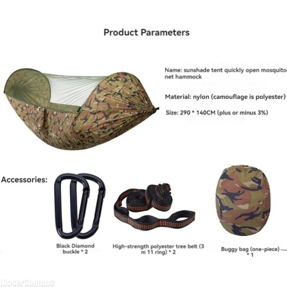 Nylon Schaukel Hängematte Zelt Langlebig Wasserdicht Mückenschutz Hängende Hängematte Tragbar Überleben Outdoor Camping Ausrüstung Möbel