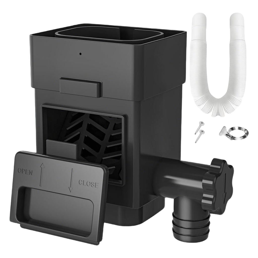 Rainwater Collection System Downspout Diverter Kit with Removable Filter and Flexible Hose for Home Garden Use