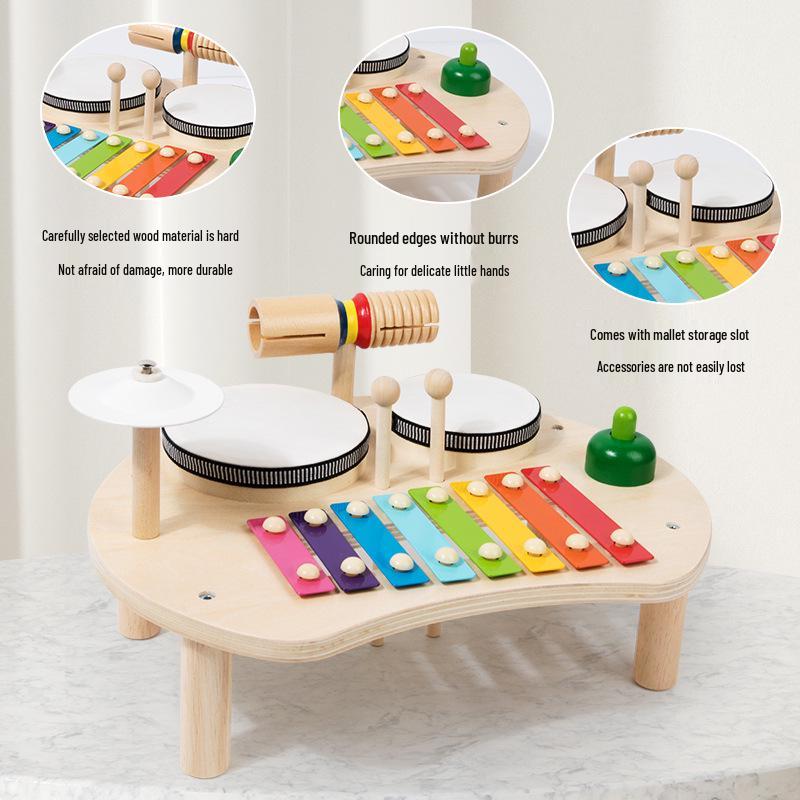 Children's Wooden Drum & Xylophone Set: Musical Toy Kit for Educational Play