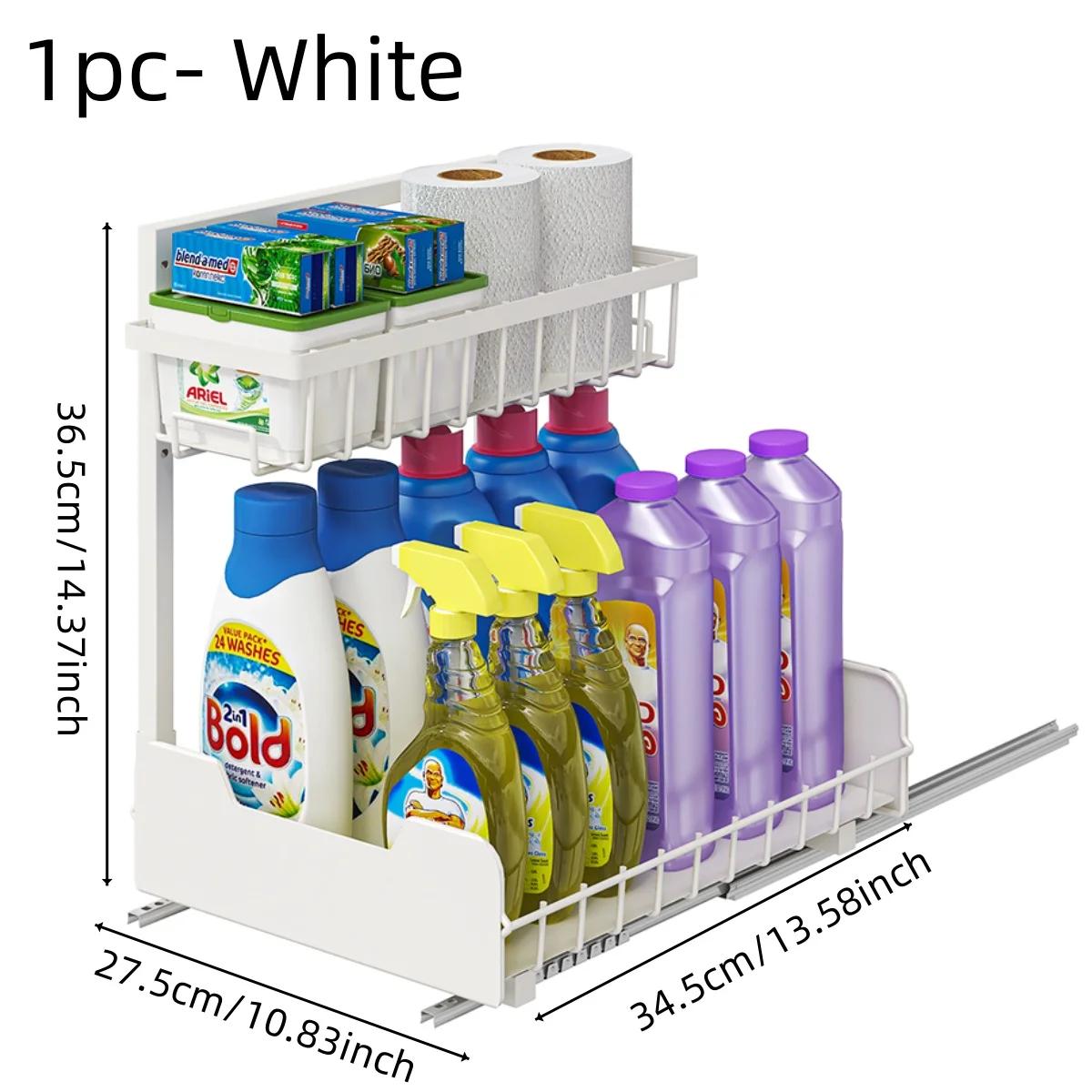 

2-Tier Under-Sink Organizer Slide Pull-Out Cabinet Storage Rack for Kitchen Bathroom Laundry with Upgraded Smooth Rails 2-tier