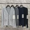 Unisex Double Wool Knit Cardigan - Five-Button Versatile Fashion