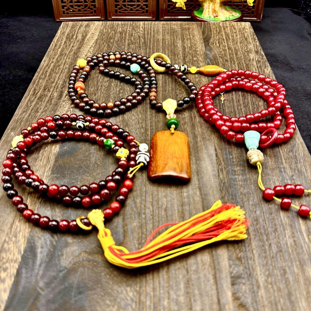 Natürliche Widderhorn Buddhistische Perlenkette mit Türkis-Accessoires - Unisex Tibetischer Schmuck