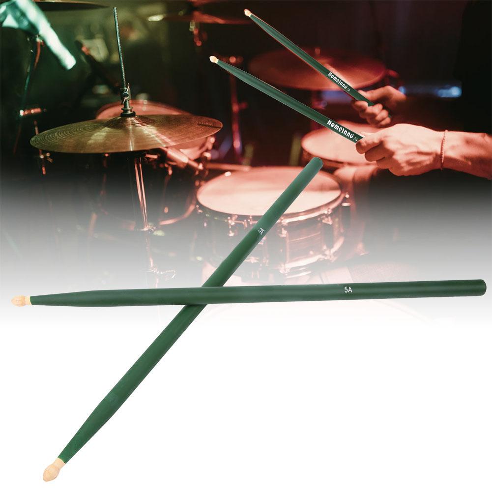 2Pcs Colorful Maple Wood Drum Stick Music Band Instrument Accessories(Green)