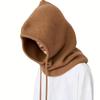 1PC Couple Solid Color Woolen Hats Women's Fall Winter Thick Knitted Warm Ear-protection Hooded Scarf Hats