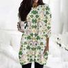 Women's  Casual 3/4 Sleeve Shirts Fashion St Patrick's Print Tunic Tops With Pockets