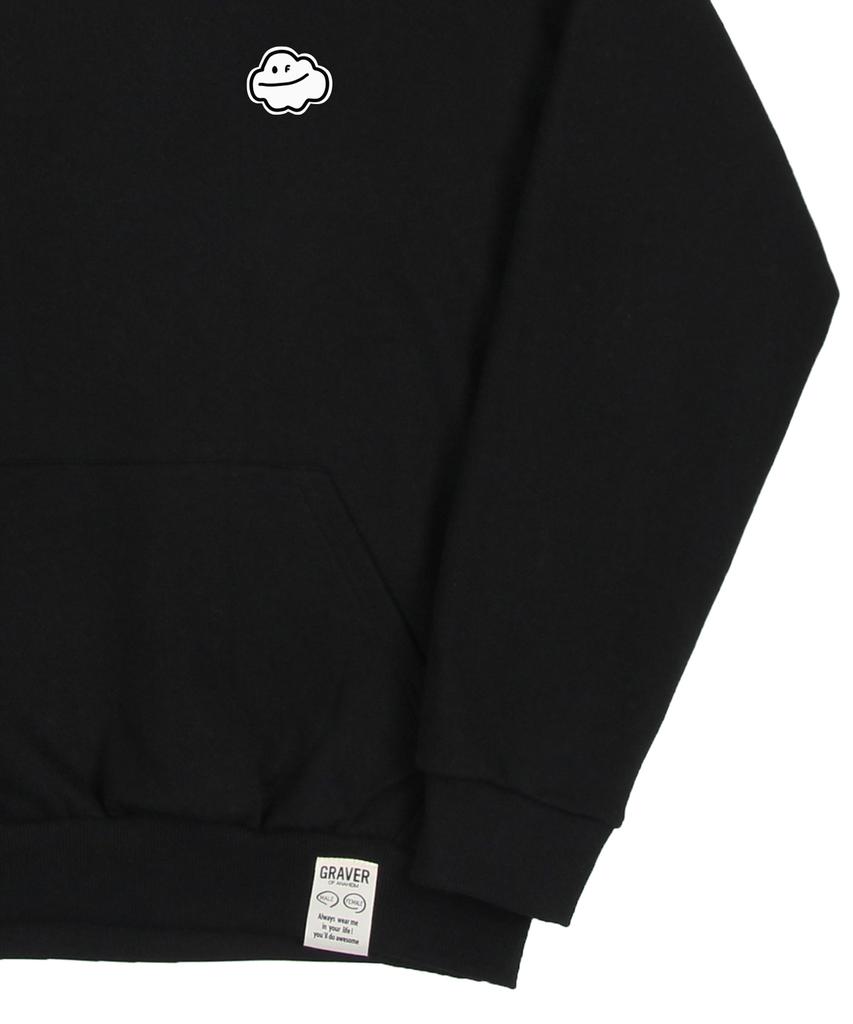 [Unisex] Small Cloud Smile Hoodie_Black