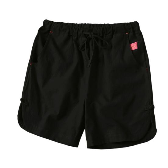 

Men Beach Shorts Drawstring Elastic Waist Solid Color Loose Pockets Sports Quick-drying Plus Size Chinese Style Men Sweatpants Male Clothing XL чёрный