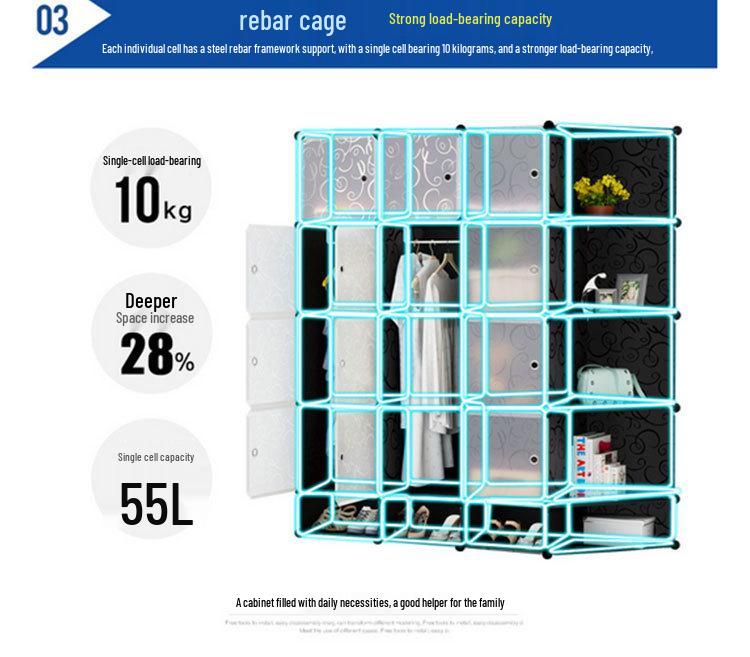 Vanden Minimalist Plastic Wardrobe: Children's & Adult Bedroom/Dorm Single Resin Storage Closet