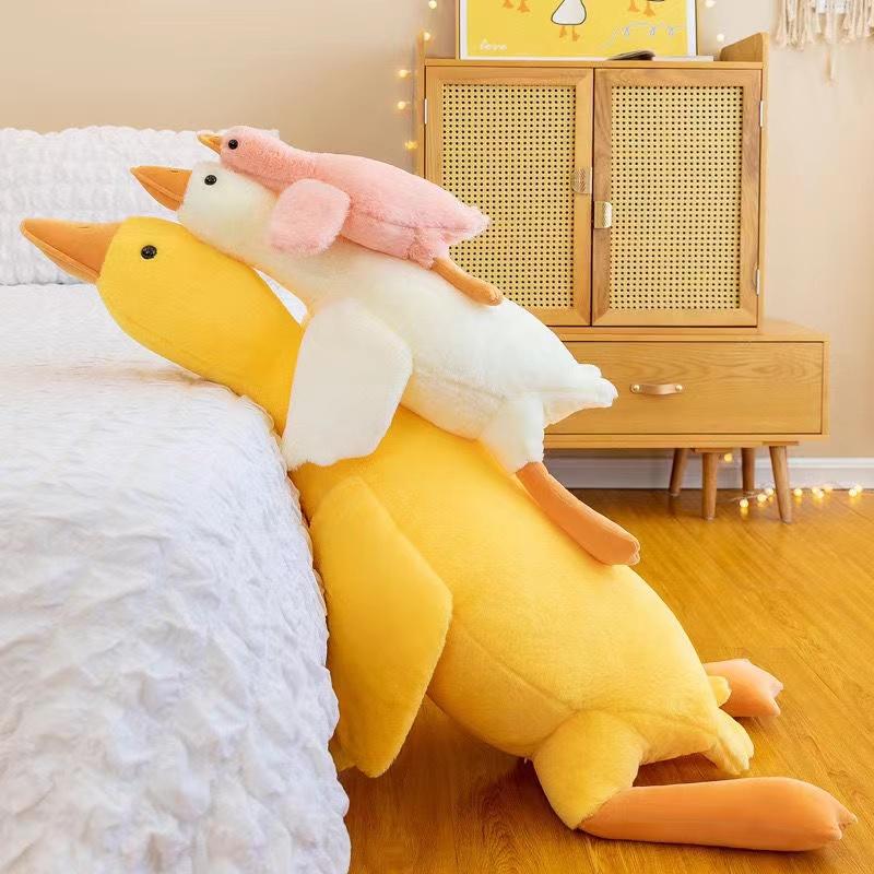 50-190cm Kawaii Quality Giant Colorful Goose Plush Toy Big Stuffed Animal Goose Soft Doll Sleeping Pillow Cushion Children Gifts