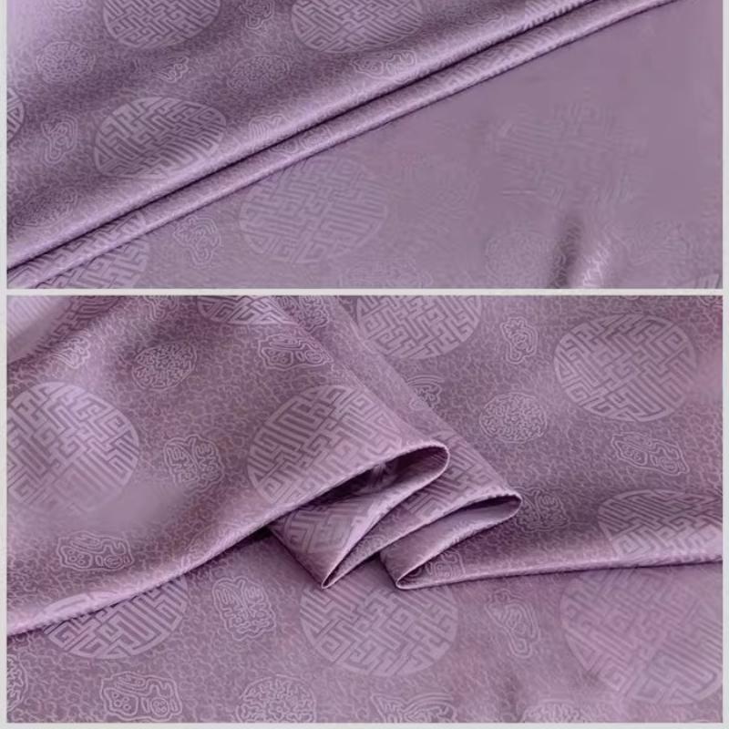 17 Ohm Silk Fabric Traditional Chinese Jacquard Silk Cotton Charmeuse Crepe Tissu Fabric for Sewing Cheongsam Cloth Width 114cm
