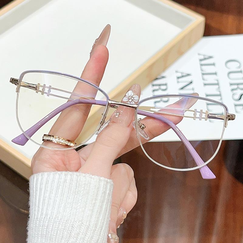 New anti-blue flat glasses plain glasses frame retro fashion small fresh women's glasses can be matched with glasses plain
