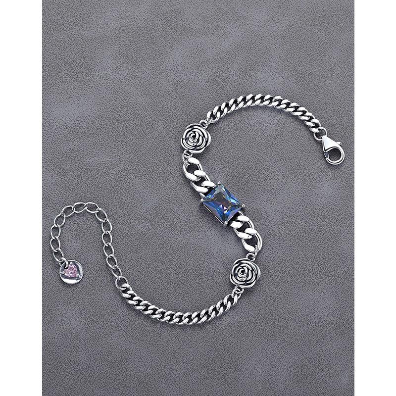 Rose Square Zircon Bracelet Niche Design Ins Style Retro Tai Bracelet