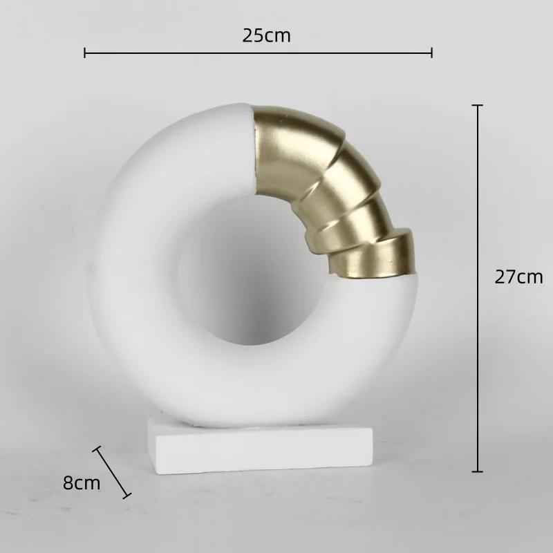 Geometric Ring Splicing Abstract Hollowed-out Sculptures Resin Handicrafts Multicolored Doughnuts Home Decoration Accessories